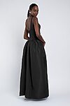 black Shelby bridesmaid dress by Jenny Yoo, light taffeta gown, back view