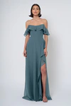 Salma bridesmaid dress in Agave front view