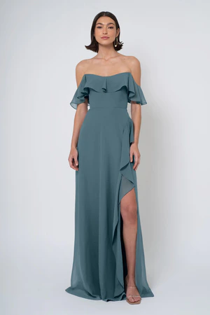 Salma bridesmaid dress in Agave front view