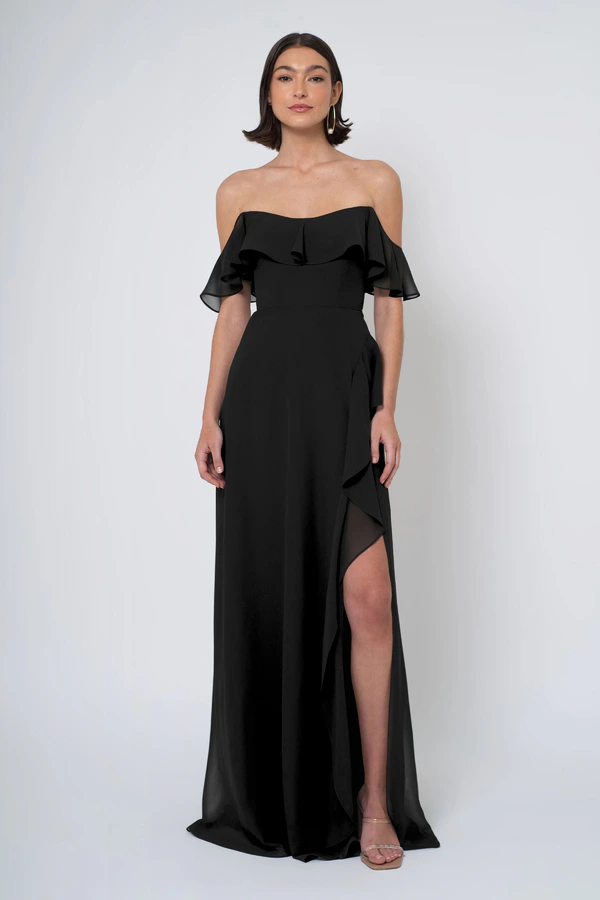 Salma Black front Salma bridesmaid dress in Black front view