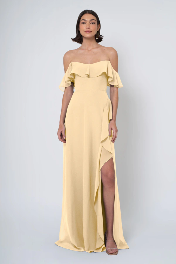 Salma Buttercup front Salma bridesmaid dress in Buttercup front view