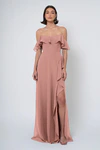Salma bridesmaid dress in Clay front view