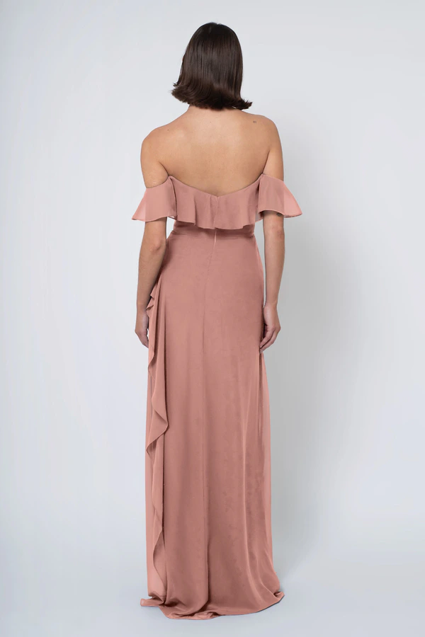 Salma Clay back Salma bridesmaid dress in Clay back view