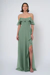 Salma bridesmaid dress in Eucalyptus front view