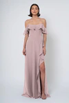 Salma bridesmaid dress in Fig front view