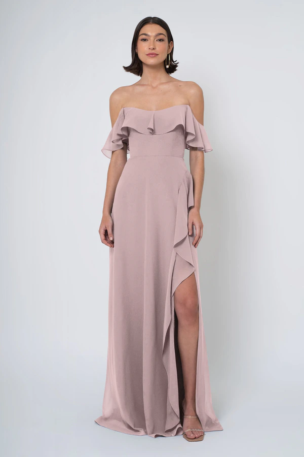 Salma Fig front Salma bridesmaid dress in Fig front view