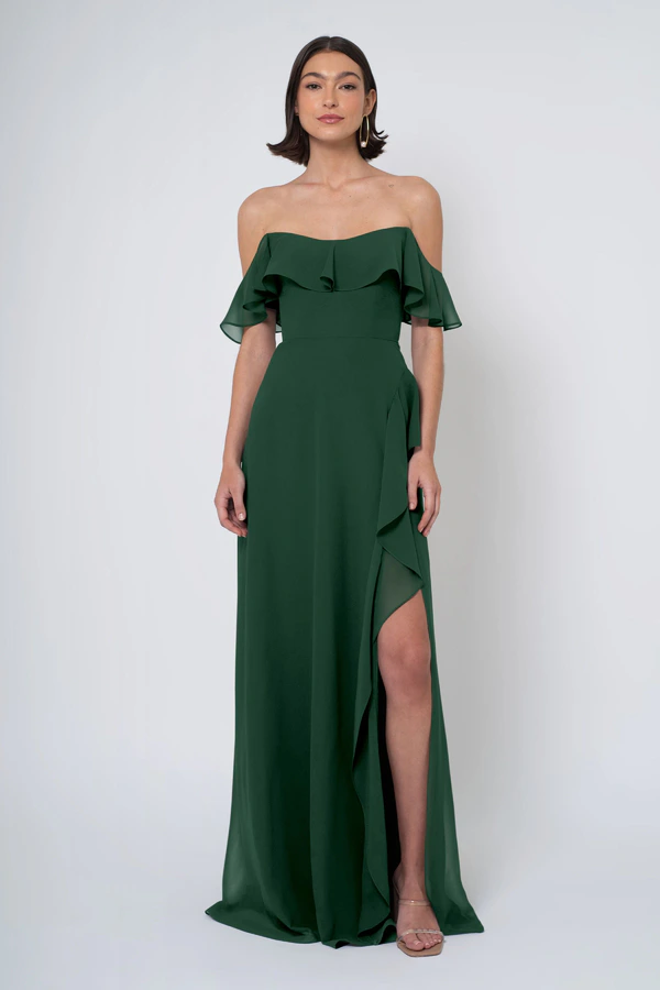 Salma Forrest front Salma bridesmaid dress in Forrest front view