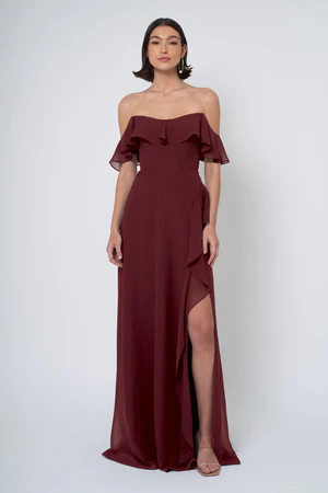 Salma bridesmaid dress in Hibiscus front view