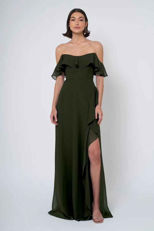 Salma Loden front Salma bridesmaid dress in Loden front view
