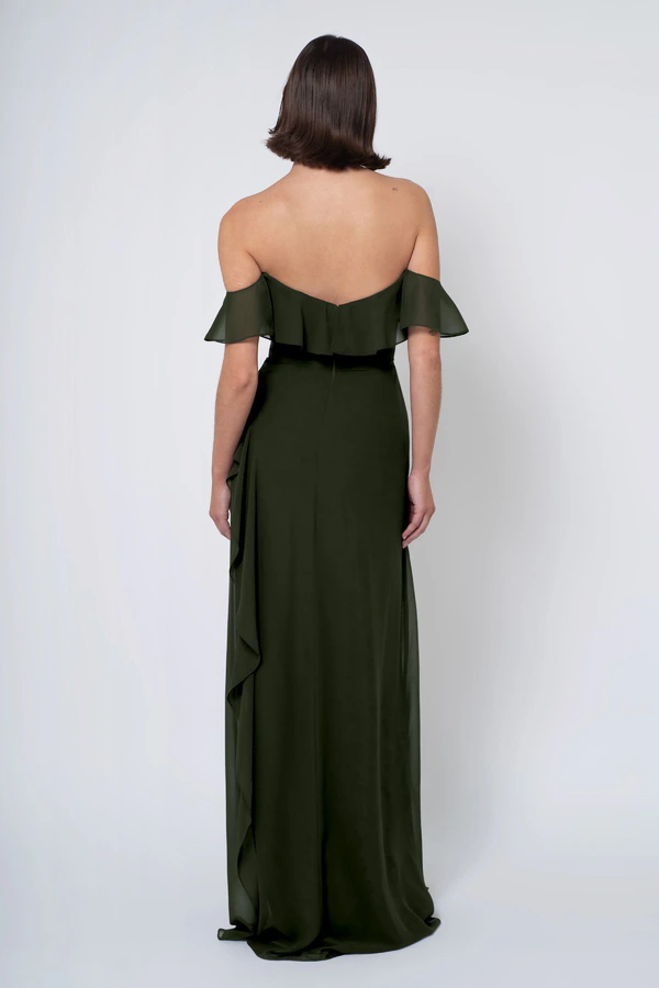 Salma Loden back Salma bridesmaid dress in Loden back view