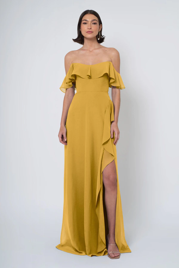 Salma Marigold front Salma bridesmaid dress in Marigold front view