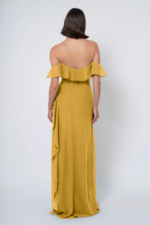 Salma Marigold back Salma bridesmaid dress in Marigold back view