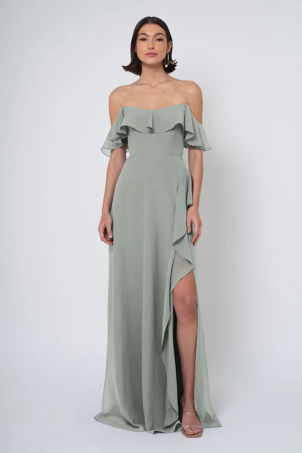Salma Moss front Salma bridesmaid dress in Moss front view