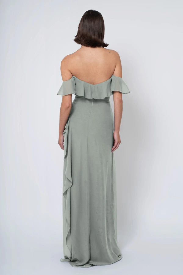 Salma Moss back Salma bridesmaid dress in Moss back view