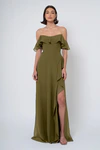 Salma bridesmaid dress in Olive front view