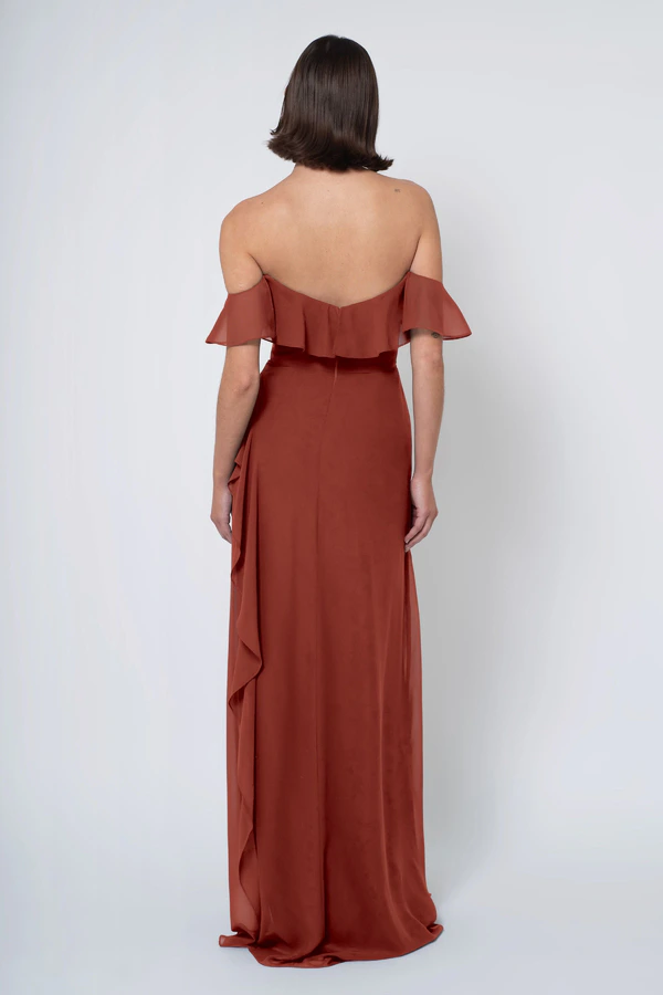 Salma Rust back Salma bridesmaid dress in Rust back view