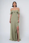 Salma bridesmaid dress in Sage front view