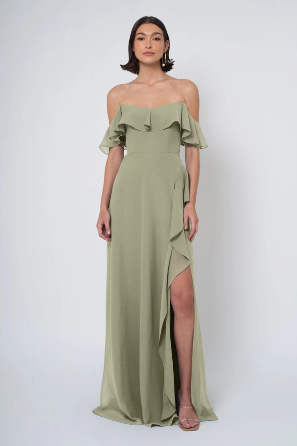Salma Sage front Salma bridesmaid dress in Sage front view