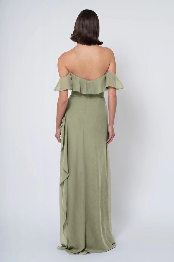 Salma Sage back Salma bridesmaid dress in Sage back view