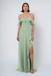 Salma bridesmaid dress in Sea Glass front view