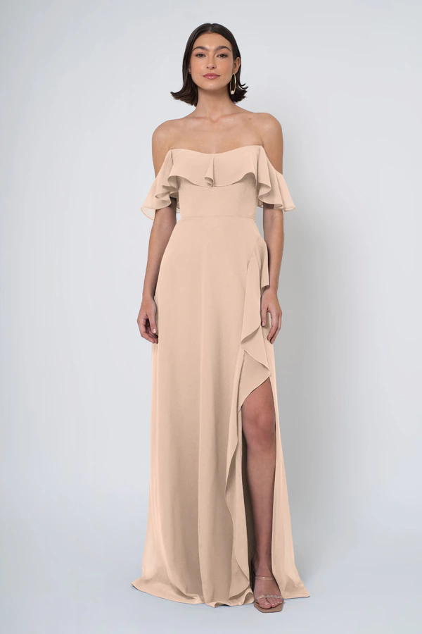 Salma Soft Blush front Salma bridesmaid dress in Soft Blush front view
