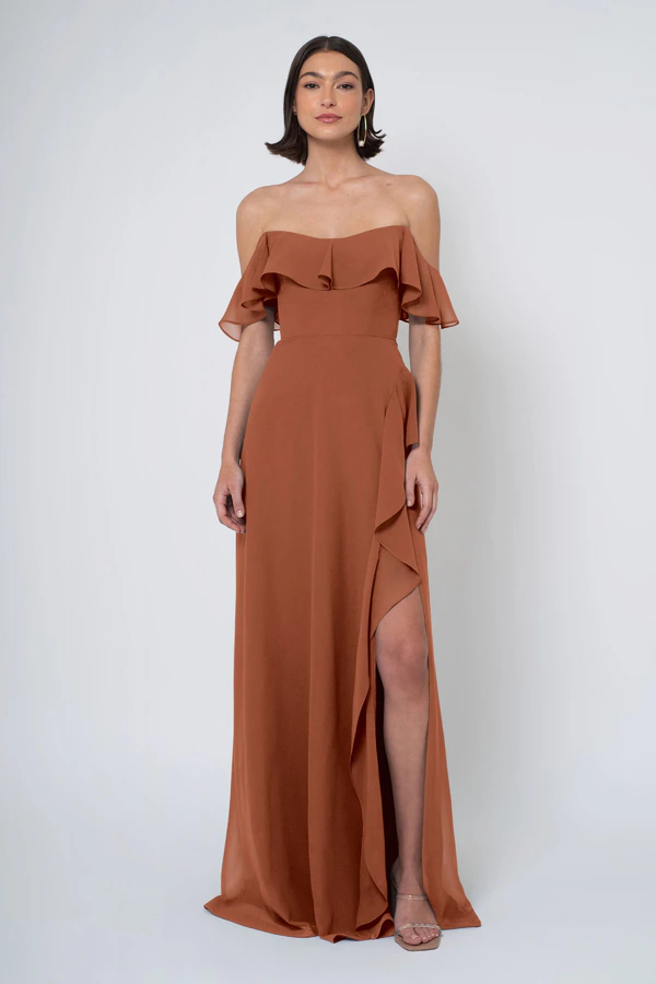 Salma Terracotta front Salma bridesmaid dress in Terracotta front view