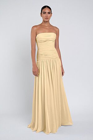 Cynthia luxe chiffon bridesmaid dress by Jenny Yoo in Buttercup - Yellow - Front