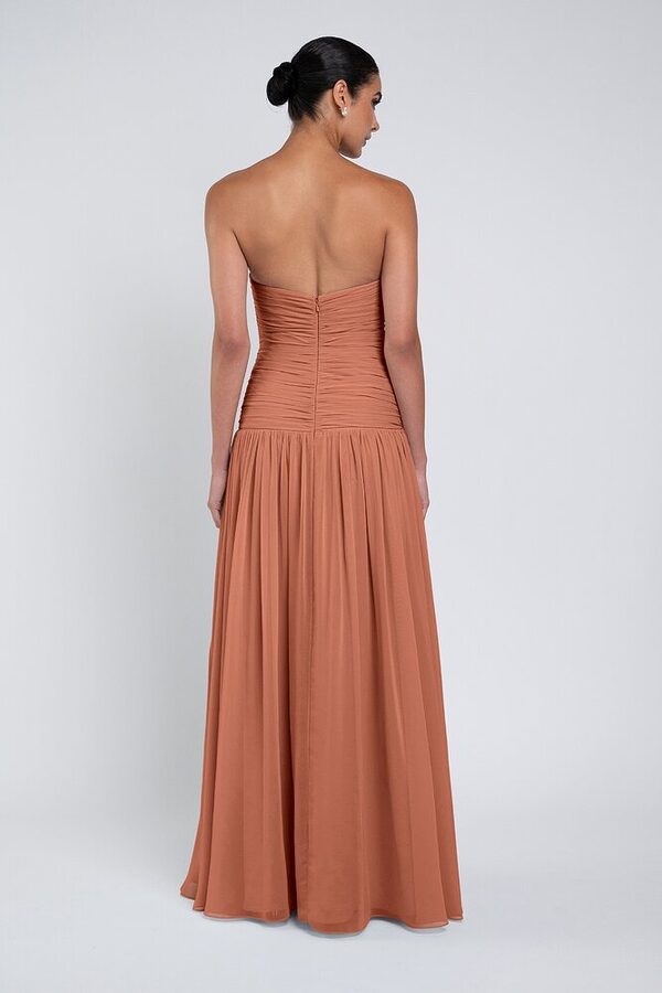 Cynthia luxe chiffon bridesmaid dress by Jenny Yoo in Canyon Sunset - Orange - Back Cynthia luxe chiffon bridesmaid dress by Jenny Yoo in Canyon Sunset - Orange - Back