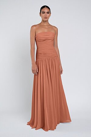 Cynthia luxe chiffon bridesmaid dress by Jenny Yoo in Canyon Sunset - Orange - Front