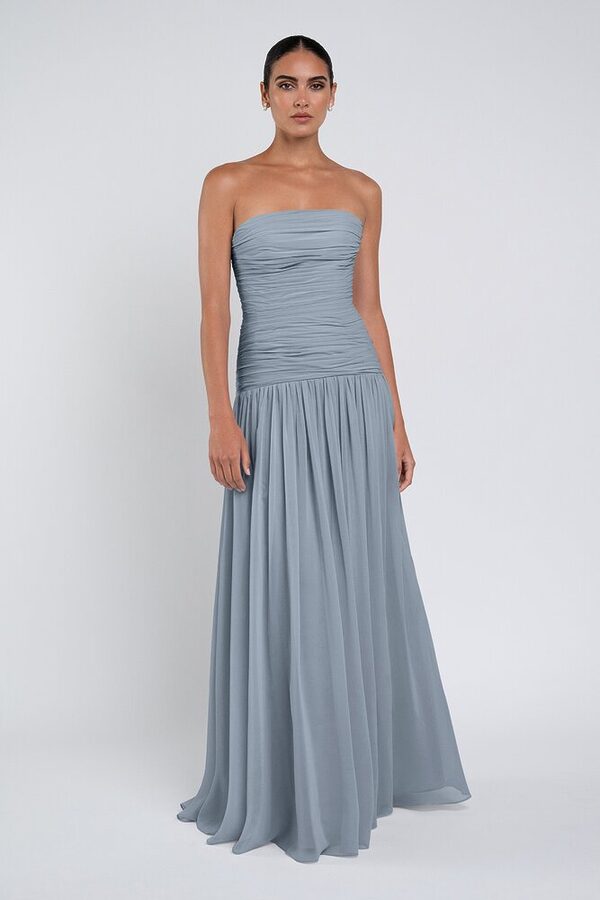 Cynthia luxe chiffon bridesmaid dress by Jenny Yoo in Chambray - Blue - Front Cynthia luxe chiffon bridesmaid dress by Jenny Yoo in Chambray - Blue - Front