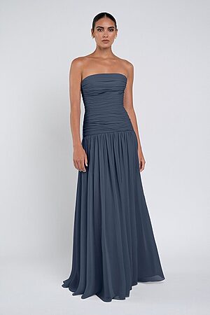 Cynthia luxe chiffon bridesmaid dress by Jenny Yoo in Evening Blue - Navy - Front