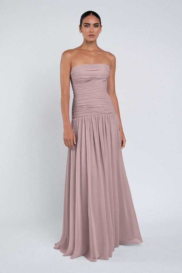 Cynthia luxe chiffon bridesmaid dress by Jenny Yoo in Fig - Neutral - Front Cynthia luxe chiffon bridesmaid dress by Jenny Yoo in Fig - Neutral - Front