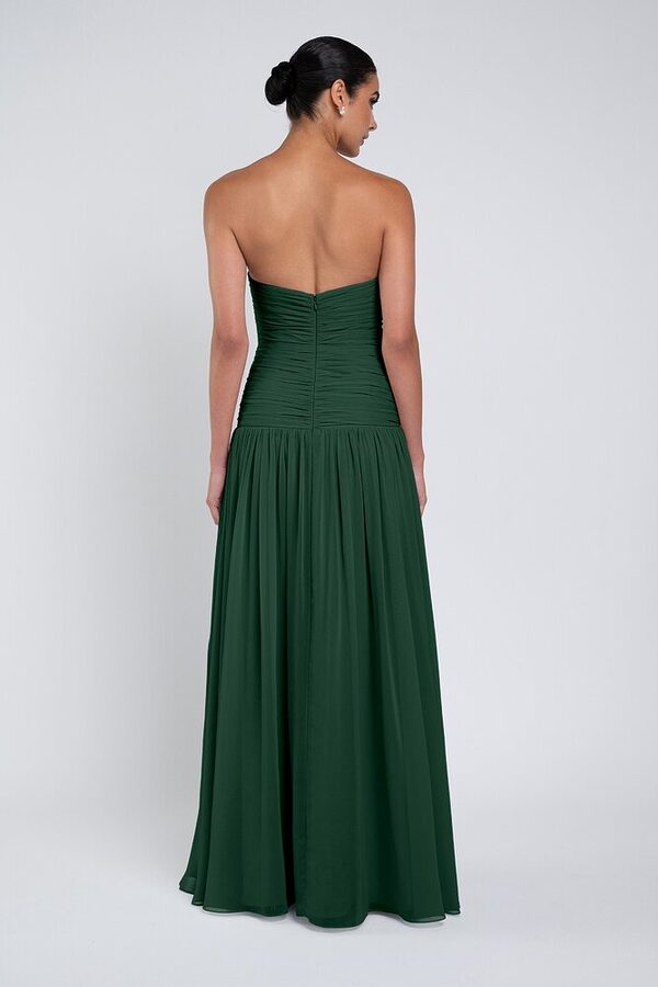 Cynthia luxe chiffon bridesmaid dress by Jenny Yoo in Forrest - Green - Back Cynthia luxe chiffon bridesmaid dress by Jenny Yoo in Forrest - Green - Back