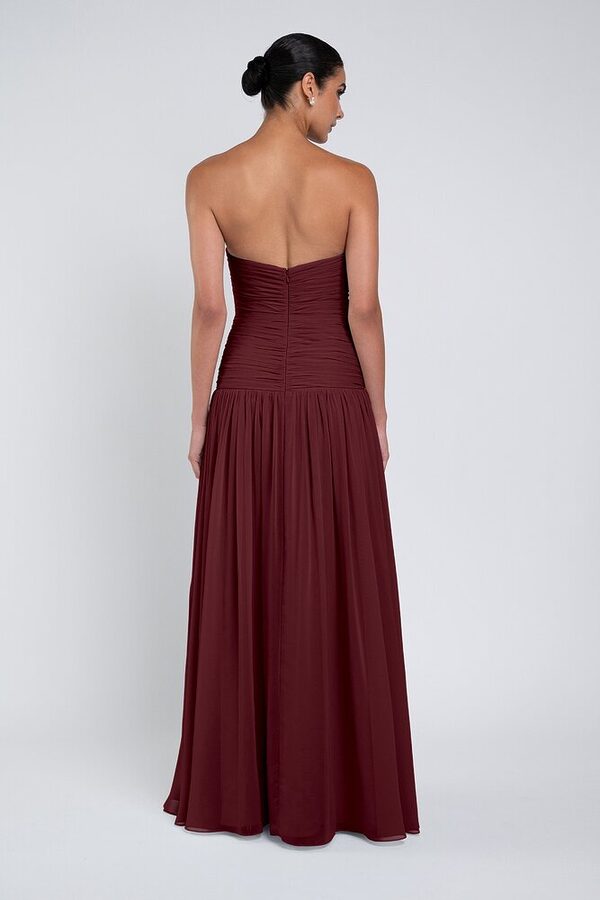 Cynthia luxe chiffon bridesmaid dress by Jenny Yoo in Hibiscus - Burgundy - Back Cynthia luxe chiffon bridesmaid dress by Jenny Yoo in Hibiscus - Burgundy - Back