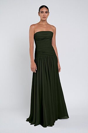Cynthia luxe chiffon bridesmaid dress by Jenny Yoo in Loden - Green - Front
