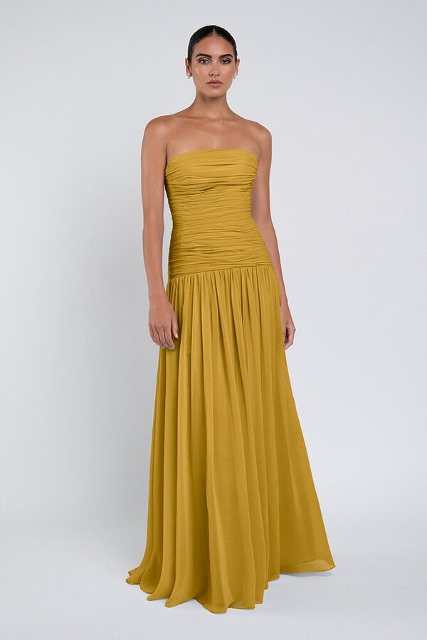 Cynthia luxe chiffon bridesmaid dress by Jenny Yoo in Marigold - Yellow - Front Cynthia luxe chiffon bridesmaid dress by Jenny Yoo in Marigold - Yellow - Front