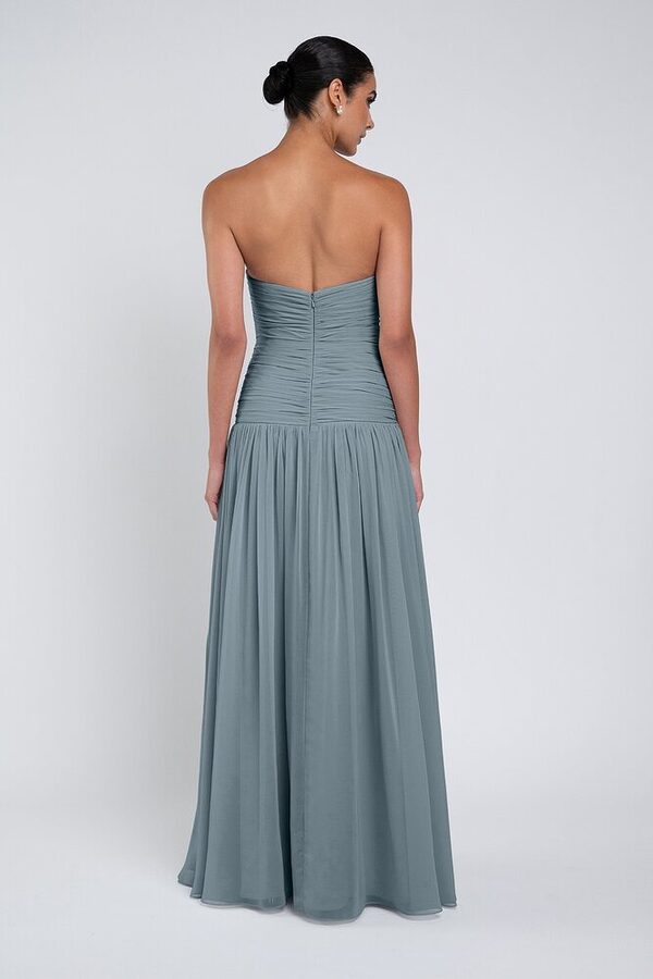 Cynthia luxe chiffon bridesmaid dress by Jenny Yoo in Mayan Blue - Blue - Back Cynthia luxe chiffon bridesmaid dress by Jenny Yoo in Mayan Blue - Blue - Back