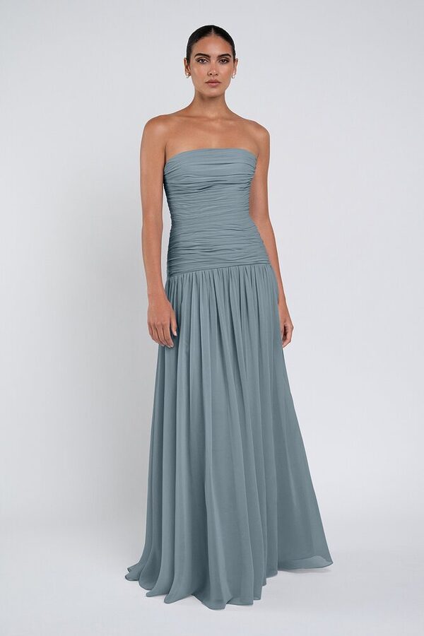 Cynthia luxe chiffon bridesmaid dress by Jenny Yoo in Mayan Blue - Blue - Front Cynthia luxe chiffon bridesmaid dress by Jenny Yoo in Mayan Blue - Blue - Front