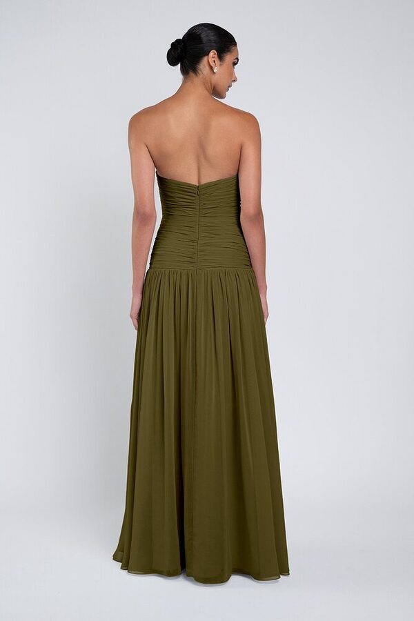 Cynthia luxe chiffon bridesmaid dress by Jenny Yoo in Olive - Green - Back Cynthia luxe chiffon bridesmaid dress by Jenny Yoo in Olive - Green - Back