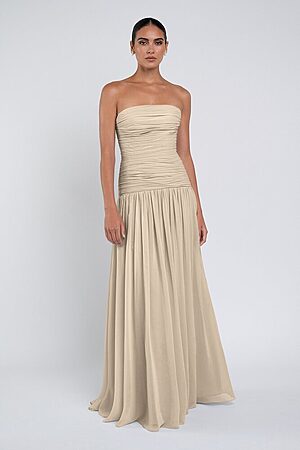 Cynthia luxe chiffon bridesmaid dress by Jenny Yoo in Sand Dune - Neutral - Front