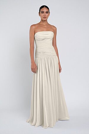 Cynthia luxe chiffon bridesmaid dress by Jenny Yoo in Winter White - White - Front