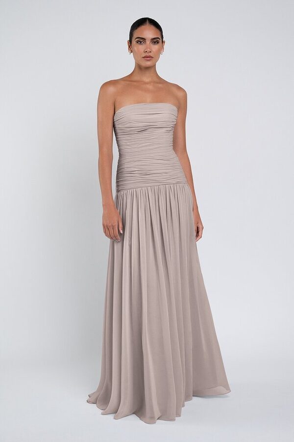 Cynthia luxe chiffon bridesmaid dress by Jenny Yoo in Woodrose - Burgundy - Front Cynthia luxe chiffon bridesmaid dress by Jenny Yoo in Woodrose - Burgundy - Front