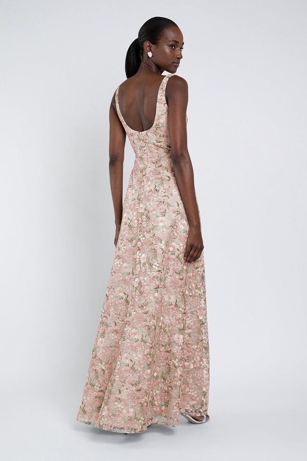 Lilly Ophelia embroidered bridesmaid dress by Jenny Yoo in Ophelia Blush Multi - Pink - Back Lilly Ophelia embroidered bridesmaid dress by Jenny Yoo in Ophelia Blush Multi - Pink - Back