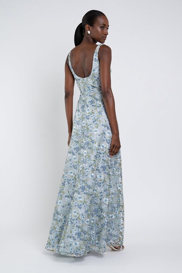 Lilly Ophelia embroidered bridesmaid dress by Jenny Yoo in Ophelia Whisper Multi - Blue - Back Lilly Ophelia embroidered bridesmaid dress by Jenny Yoo in Ophelia Whisper Multi - Blue - Back