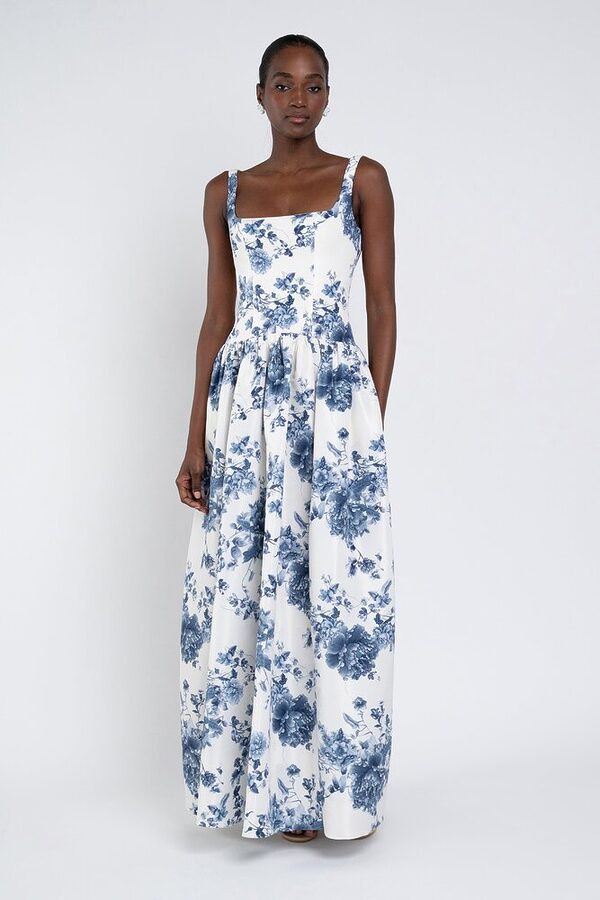 Shelby Print bridesmaid dress by Jenny Yoo in Peony Garden Blue Multi - Blue - Front Shelby Print bridesmaid dress by Jenny Yoo in Peony Garden Blue Multi - Blue - Front