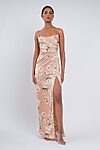 Victoria Print bridesmaid dress by Jenny Yoo in Verona, Floral, Chai - Pink - Front