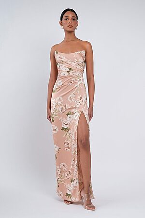 Victoria Print bridesmaid dress by Jenny Yoo in Verona, Floral, Chai - Pink - Front