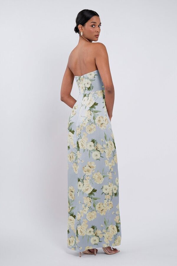 Victoria Print bridesmaid dress by Jenny Yoo in Verona, Floral, Whisper - Blue - Back Victoria Print bridesmaid dress by Jenny Yoo in Verona, Floral, Whisper - Blue - Back