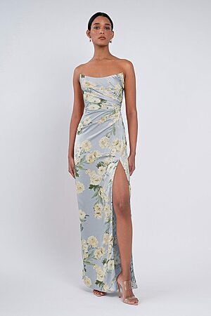 Victoria Print bridesmaid dress by Jenny Yoo in Verona, Floral, Whisper - Blue - Front