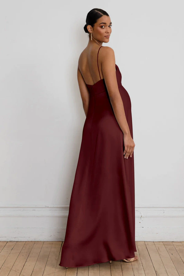 Addison Maternity Dark Berry Burgundy bridesmaid dress by Jenny Yoo — back Addison Maternity Dark Berry Burgundy bridesmaid dress by Jenny Yoo — back